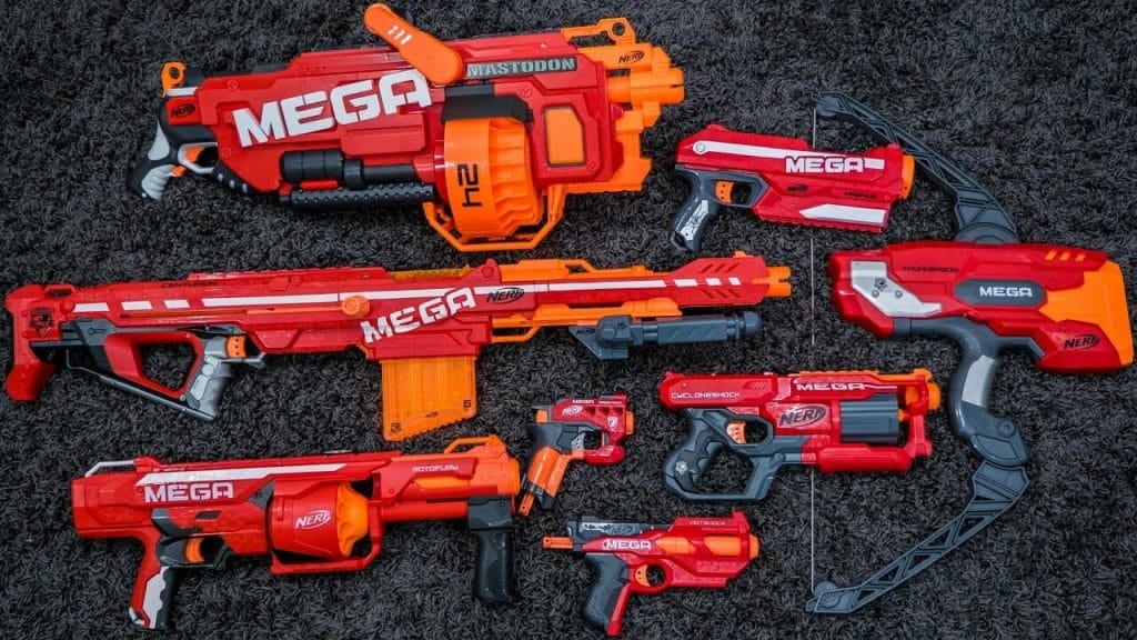 Mega Nerf Guns used in our mobile Nerf Gun Party. We use the best Nerf Megas in our birthday parties. Every kid from San Jose to Oakland raves about the Nerf Megas that we use to create an awesome Nerf Wars experience. Try us today and know that we are the best mobile kids entertainment company in the Bay Area!